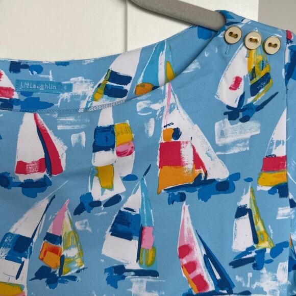 J.McLaughlin Women's Catalina Cloth Wavesong Watercolor Sailboat Top,Size S,EUC - Picture 7 of 8